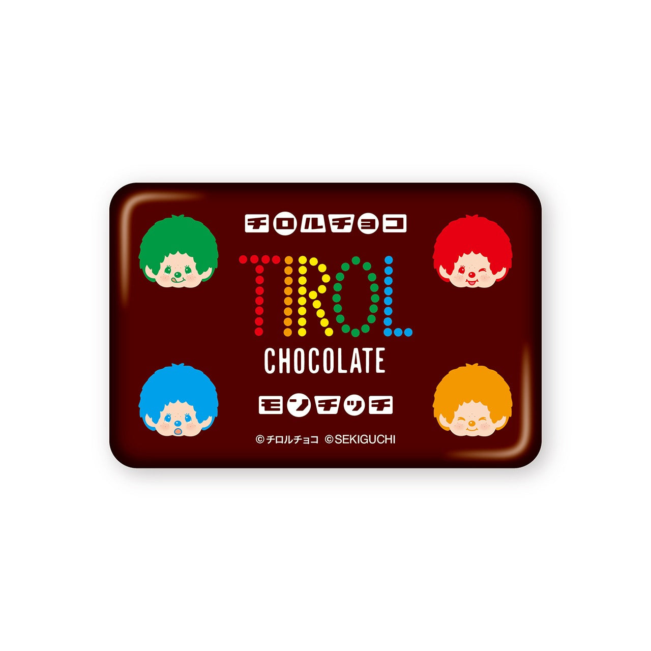 チロルチョコ×モンチッチ　スクエア缶バッジ TIROL